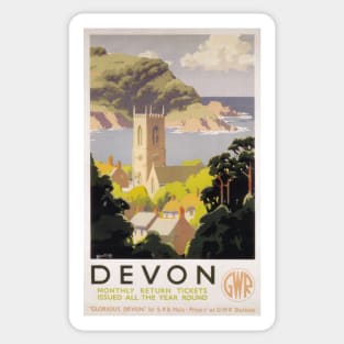 Devon - GWR - Vintage Railway Travel Poster - 1930s Sticker